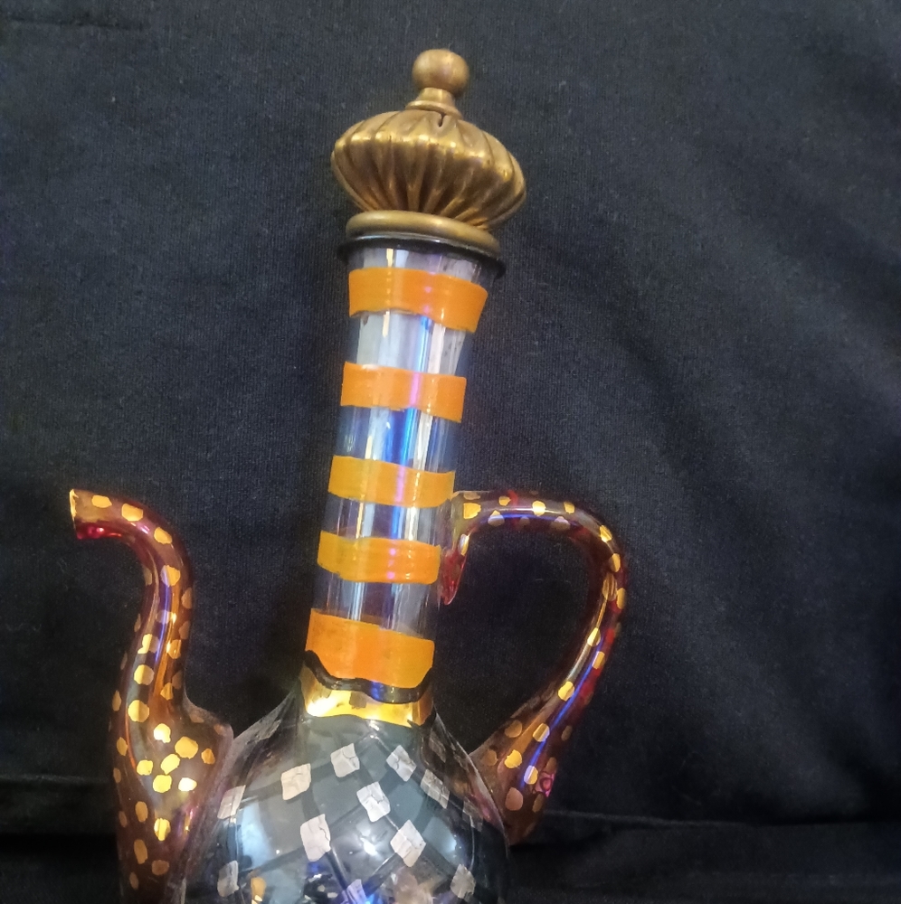Mackenzie -Childs Cruet set GLASS HANDPAINTED W/ MULTI COLOR GORGEOUS!! - Picture 6 of 6